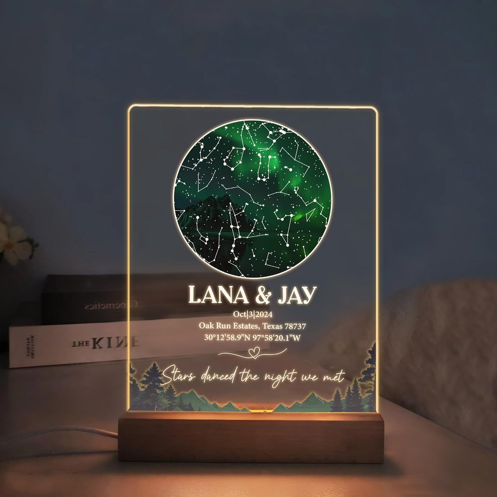 Custom The Night We Met Star Map Night Lights - Personalized Anniversary Christmas Valentine's Day Couples Gift - Engagement Wedding Gift (NL Star Map A1)