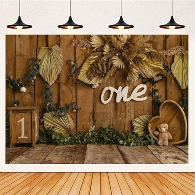 1 Year Old Birthday Bear Photography Background Newborn Child Cake Cake Portrait Backdrop Photo Studio Photo Background Decoration Banner 7x5 feet
