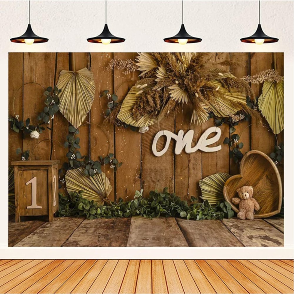 1 Year Old Birthday Bear Photography Background Newborn Child Cake Cake Portrait Backdrop Photo Studio Photo Background Decoration Banner 7x5 feet