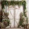 Kate Easter Backdrop Spring Barn Door Photography Background Green Plants Easter Photo Backdrop, 106.5ft view 2
