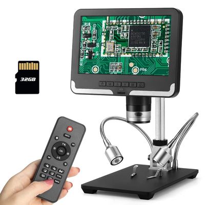 BUTXET 200X Magnification Zoom 7" LCD Digital Microscope for Phone Repair SMD CPU Soldering, 2MP HD Image Sensor, 1080P Video Record