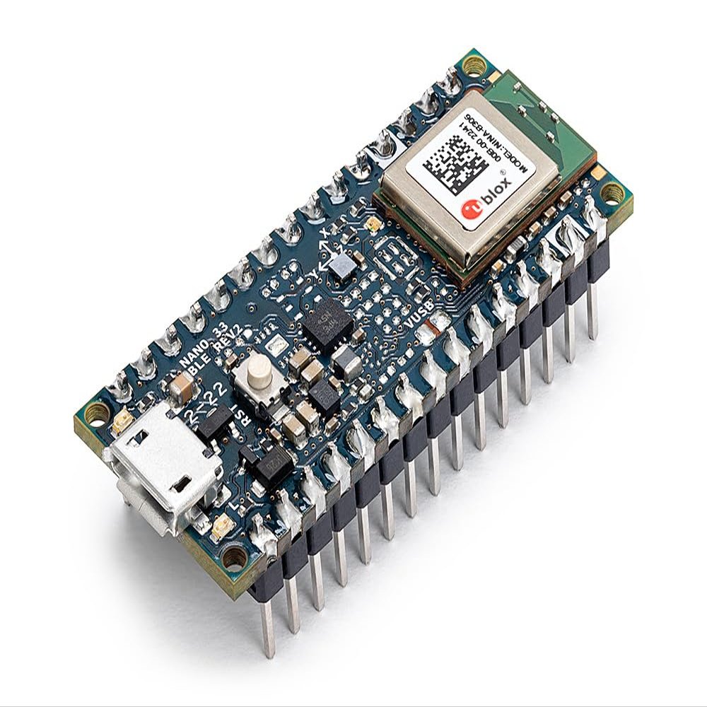 Arduino Nano 33 BLE Rev2 with Headers [ABX00072] - nRF52840 Microcontroller, Bluetooth Low Energy (BLE), MicroPython Support, 3.3V, Small Form Factor for IoT & Wireless Projects