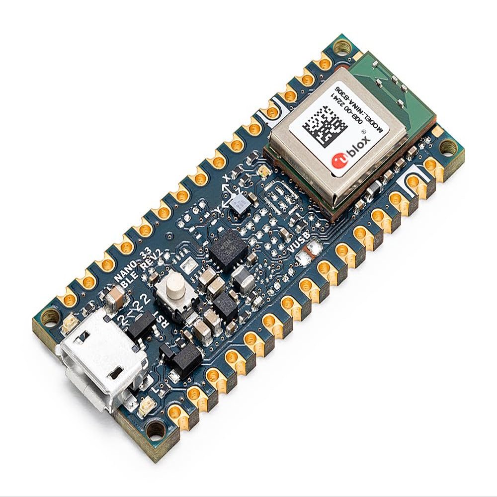 Arduino Nano 33 BLE Rev2 [ABX00071] - nRF52840 Microcontroller, Bluetooth Low Energy (BLE), MicroPython Support, Small Form Factor, 3.3V for IoT & Wireless Projects