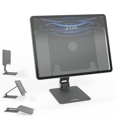 Plugable Magnetic iPad Stand for iPad Pro 12.9 (2022) Strong Magnetic Mount, 360 Rotation, Foldable & Portable Tablet Holder (AMS-STAND13)