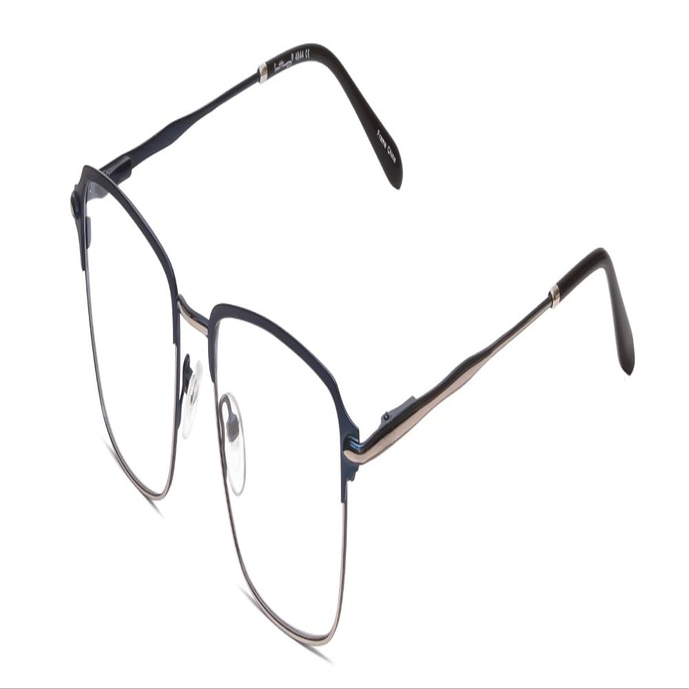 Calabria Ernest 4844 Rectangular Blue Light Blocking Reading Glasses +1.50 Satin Navy Blue Silver Men Women