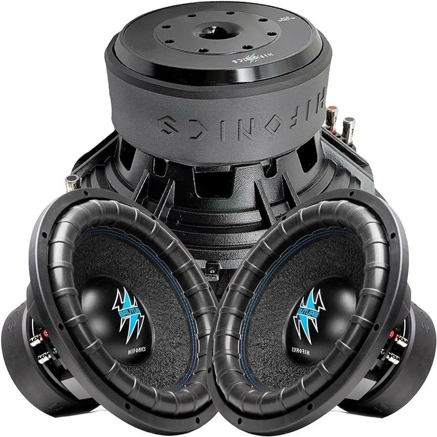Hifonics 2 x BRW15D2 3000 Watts 15 Inch Brutus Car Audio Subwoofer with Heavy Gauge, Powder Coated, Aluminum Die-Cast Basket, Dual 70 Oz Magnet, 3 Inches Voice Coil - Dual 2 Ohm - 15 in (Pair)