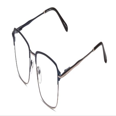 Calabria Ernest 4844 Rectangular Blue Light Blocking Reading Glasses +2.75 Satin Navy Blue Silver Men Women