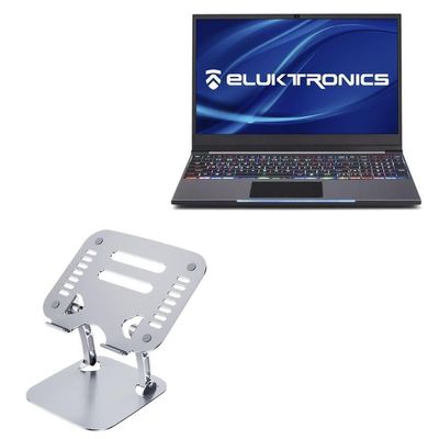 BoxWave Stand and Mount Compatible with Eluktronics MECH-15 G2 - Executive VersaView Laptop Stand, Ergonomic Adjustable Viewing Angle Metallic Riser - Metallic Silver