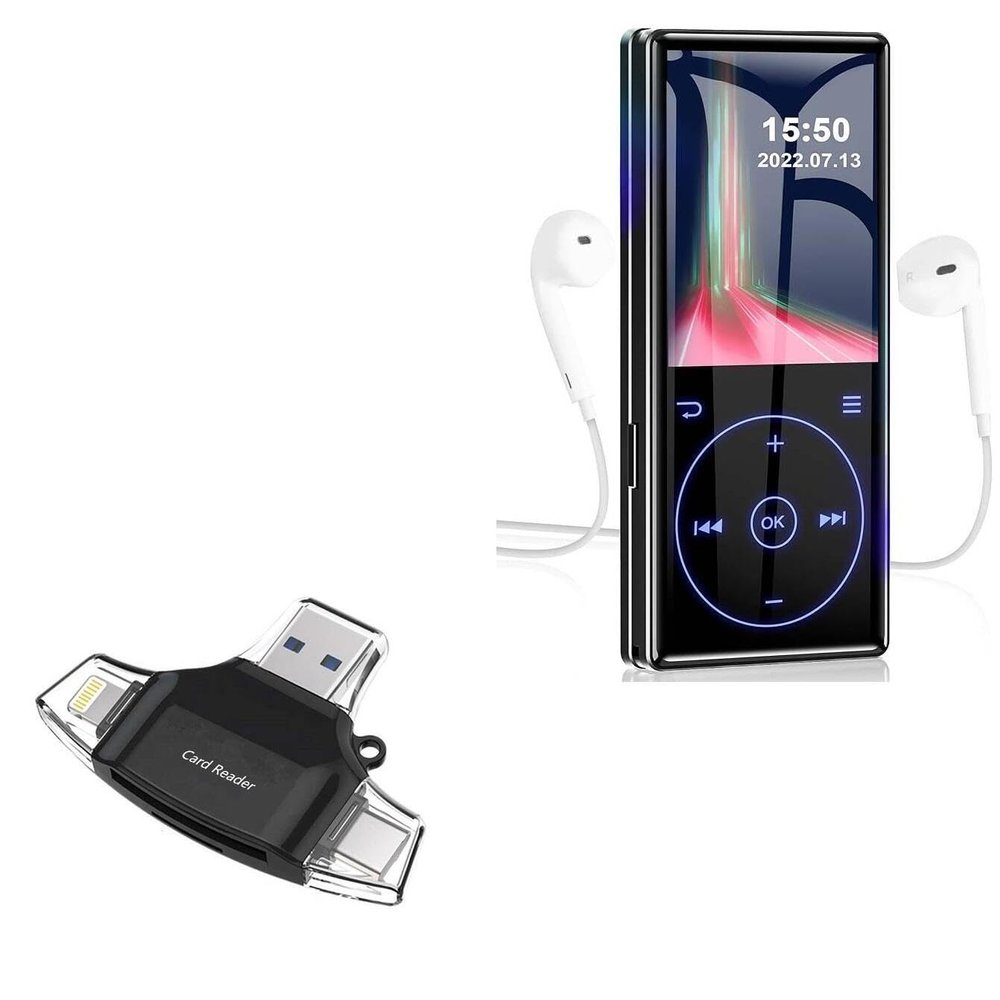 BoxWave Smart Gadget Compatible with Gracioso A9 (2.4 in) - AllReader SD Card Reader, microSD Card Reader SD Compact USB - Jet Black