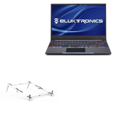 BoxWave Stand and Mount Compatible with Eluktronics MECH-15 G2 - Pocket Aluminum Stand 3-in-1, Portable Multi Angle Viewing Riser - Metallic Silver