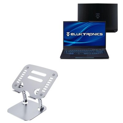 BoxWave Stand and Mount Compatible with Eluktronics MECH 17 G1 - Executive VersaView Laptop Stand, Ergonomic Adjustable Viewing Angle Metallic Riser - Metallic Silver