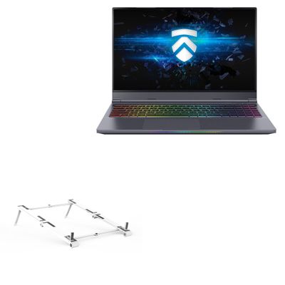 BoxWave Stand and Mount Compatible with Eluktronics MAX-15 - Pocket Aluminum Stand 3-in-1, Portable Multi Angle Viewing Riser - Metallic Silver