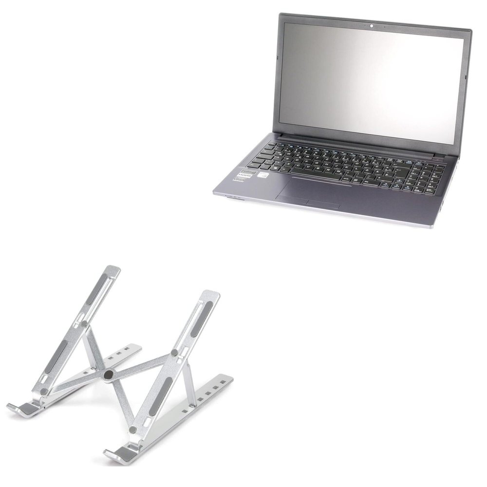 BoxWave Stand and Mount Compatible with NEXOC GK5 035 - Compact QuickSwitch Stand, Portable Multi Angle Viewing Foldable Riser - Metallic Silver