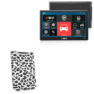 BoxWave Case Compatible with Xgody SAT NAV 718 - Snow Leopard Plush SlipSuit, Animal Leopard Print Padded Soft Sleeve