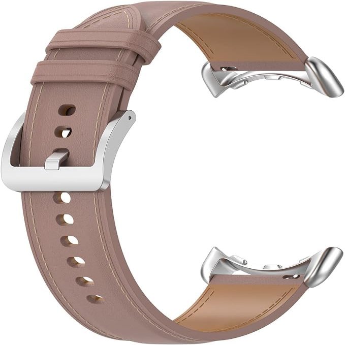 Bracelets Compatible with Google Pixel Watch 2, Leather Strap, High-Quality Vintage Leather Replacement Strap, Leather Strap for Men and Women, Elegant Replacement Leather Strap (Pink), Leather, Leather