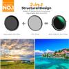 K&F CONCEPT 62mm Variable Fader ND2-32 ND Filter and CPL Circular Polarizing Lens Filter in 1 for Camera Lens Waterproof Neutral Density Polarizer Filter (Nano-D Series) view 2
