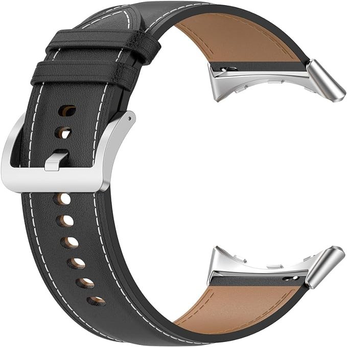Bracelets Compatible with Google Pixel Watch 2 Leather Strap High-Quality Vintage Leather Replacement Strap Leather Strap Watch Strap for Men Women Elegant Replacement Leather Strap (Black), Leather, Leather