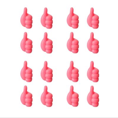 Cord Holder for Nightstand, Cord Holders for Charging Cables, Wire Holders for Cords, Desk Cable Holder for Thumbs Up Wall Hooks, for Hanging Phone Computer Cable, Keys (16PCS-Red)