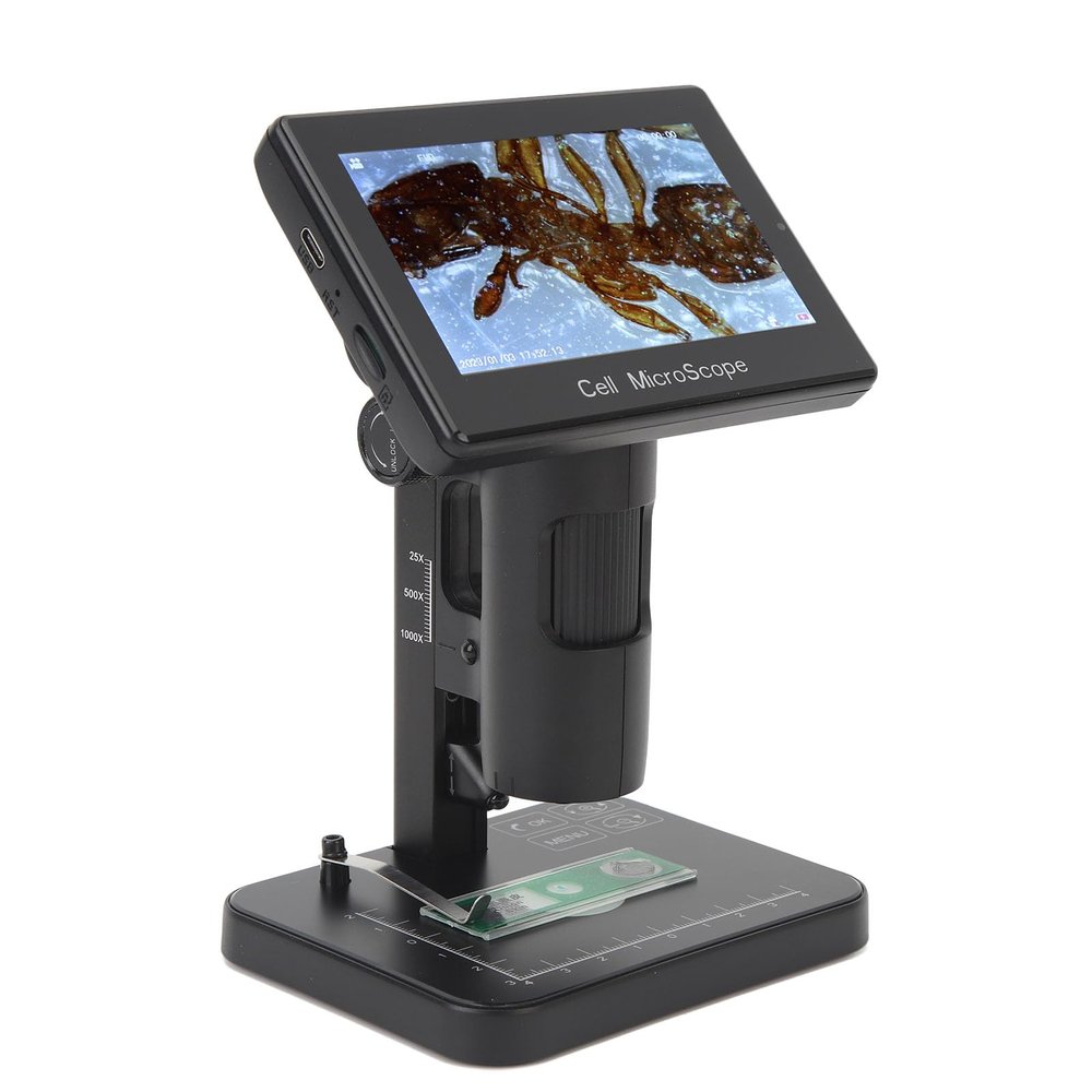 1000X Magnification, Lab Handheld Digital s with 5in Screen, 3 Lighting Modes, 8X Zoom, Double Focus Adjustment, 1080P HD for Soldering
