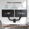 HUANUO Dual Monitor Wall Mount for 17-32 Inch Screens - Height-Adjustable Gas Spring Arms (Per Arm 4.4-17.6lbs) - VESA 75x75/100x100 - Tilt, Swivel, Rotation - Home Office & Workspace Desk Setup view 2