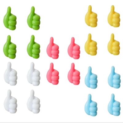 Cord Holder for Nightstand, Cord Holders for Charging Cables, Wire Holders for Cords, Desk Cable Holder for Thumbs Up Wall Hooks, for Hanging Phone Computer Cable, Keys (20PCS-Mix)