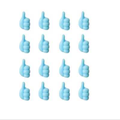 Cord Holder for Nightstand, Cord Holders for Charging Cables, Wire Holders for Cords, Desk Cable Holder for Thumbs Up Wall Hooks, for Hanging Phone Computer Cable, Keys (16PCS-Blue)