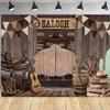 12x8ft Western Backdrop Retro Bar Saloon Wood Door Photography Background Cowboy Birthday Baby Shower Wild West Party Banner Decorations Supplies Photo Booth Props view 1