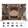 12x8ft Western Backdrop Retro Bar Saloon Wood Door Photography Background Cowboy Birthday Baby Shower Wild West Party Banner Decorations Supplies Photo Booth Props view 2