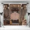 12x8ft Western Backdrop Retro Bar Saloon Wood Door Photography Background Cowboy Birthday Baby Shower Wild West Party Banner Decorations Supplies Photo Booth Props view 4