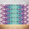 10x8ft Mermaid Backdrop Glitter Mermaid Scales Photography Background Kids Birthday Party Girls Princess Baby Shower Banner Decorations Supplies Photo Booth Props view 1