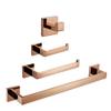 GROWBY Rose Gold Wall-Mounted Stainless Steel Hook Toilet Paper Holder Towel Bar Kitchen Facilities Hardware Bathroom Accessories,4 Piece Set view 1