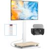 Rfiver Sleek Rolling TV Stand with Power Outlet for Home Decor, Height Adjustable Portable TV Stand on Wheels for 32-70 Inch TVs, Strong Tall Mobile TV Cart with Mount Up to 88 lbs, White view 1