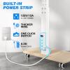 Rfiver Sleek Rolling TV Stand with Power Outlet for Home Decor, Height Adjustable Portable TV Stand on Wheels for 32-70 Inch TVs, Strong Tall Mobile TV Cart with Mount Up to 88 lbs, White view 2