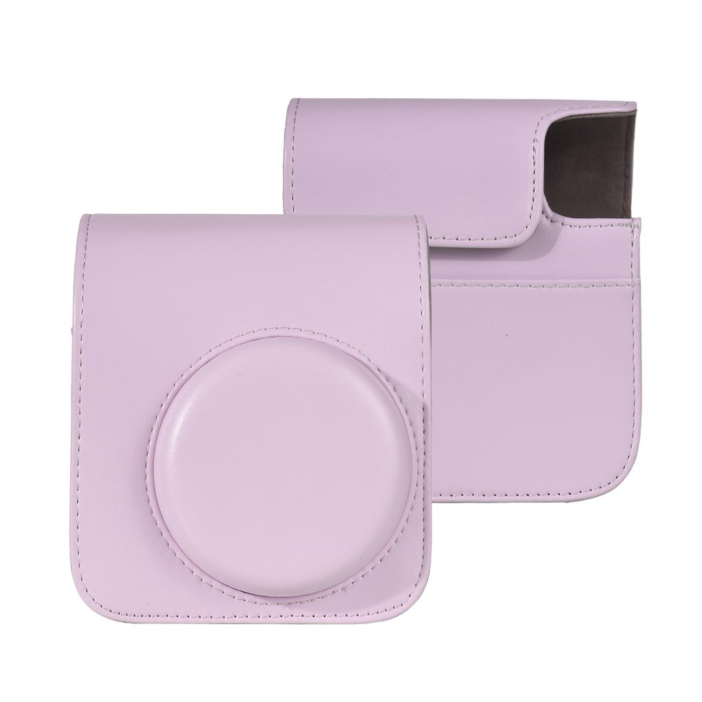 Andoer Instant Camera Protective Case PU Leather Camera Storage Bag with Removable Adjustable Shoulder Strap Replacement for Fujifilm instax Mini 12, Pink