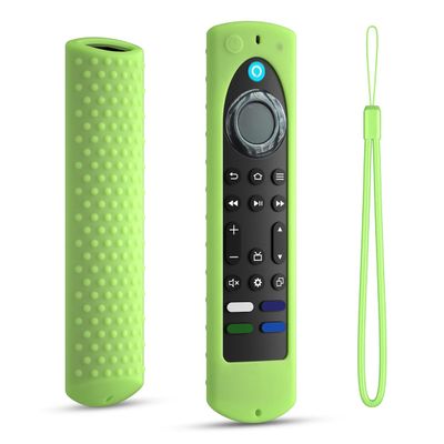 6.4 Inch Silicone Cover Compatible with Fire TV Stick 4K Max 2nd gen 2023 Remote Control Case, Toshiba/Insignia Smart TV Remote Silicone Case Cover Anti-Slip Sleeve with Lanyard (Luminousgreen)