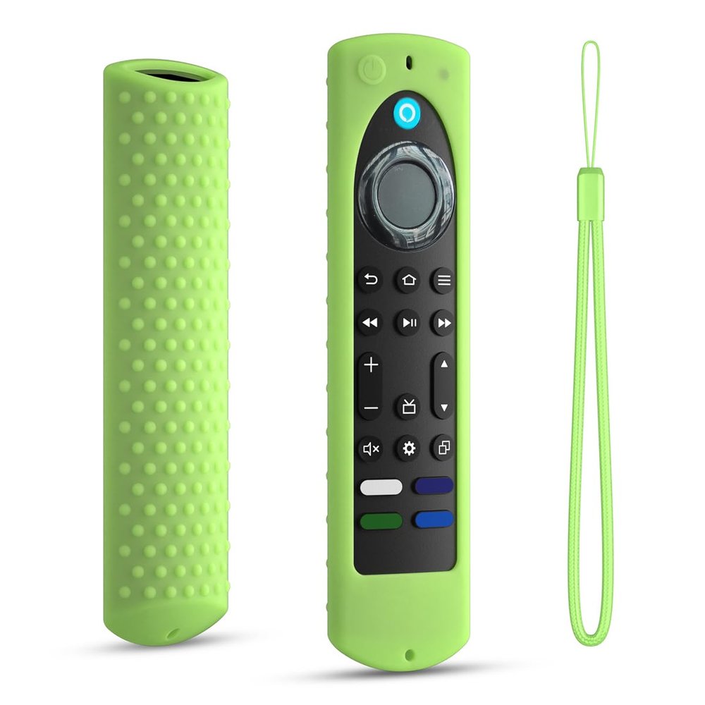 6.4 Inch Silicone Cover Compatible with Fire TV Stick 4K Max 2nd gen 2023 Remote Control Case, Toshiba/Insignia Smart TV Remote Silicone Case Cover Anti-Slip Sleeve with Lanyard (Luminousgreen)