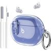 Beats Studio Buds/Buds Plus Case Cover Clear 2021/2023 Men Lock Clip with Clean Kit, GARTOO Protective Case and Cleaning Pen Compatible with Beat Studio Bud + for Women Girls Kids, Clear Blue view 1