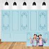 Leyiyi 15x10ft Light Blue Vintage Room Inside Backdrop European Frame Modern House French Castle Cementery Wall Retro Style Photo Background Cowboy Kids Birthday Portrait Studio Props Vinyl Wallpaper view 1