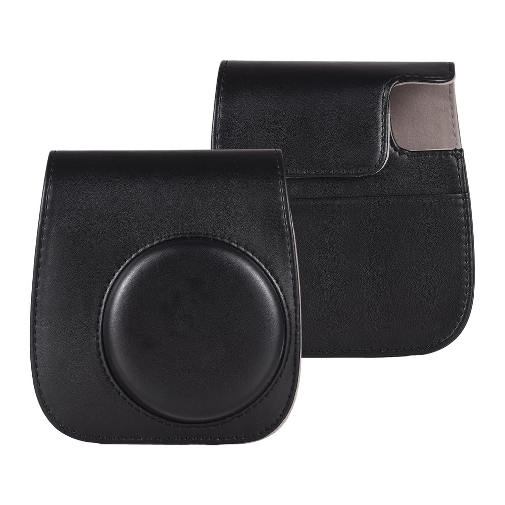 Andoer Instant Camera Storage Case PU Leather Magnetic Buckle with Shoulder Strap Compatible with Fujifilm Instax Mini 12/11/9/8, Black, Compact