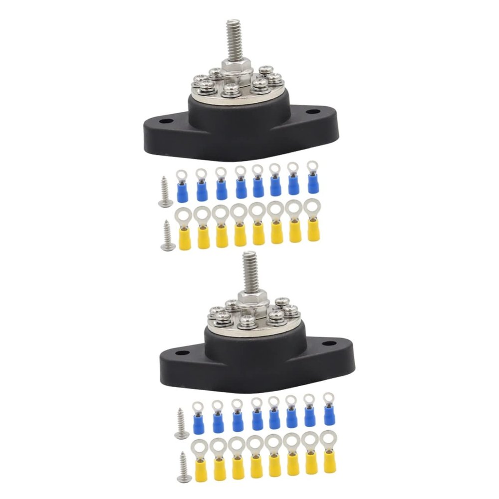 Uonlytech 2sets Terminal Block Bus Bar Distribution Junction Post for Automotive Rvs Boats Easy Installation Design Professional Workmanship Includes Screws and Terminals