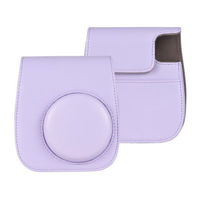 Andoer Instant Camera Storage Case PU Leather Magnetic Buckle with Shoulder Strap Compatible with Fujifilm Instax Mini 12/11/9/8, Purple, Classic