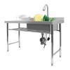 Free Standing Stainless-Steel Single Bowl Commercial Restaurant Kitchen Sink Set with Faucet, Utility Sink with Workbench & Storage Shelves Indoor Outdoor view 4