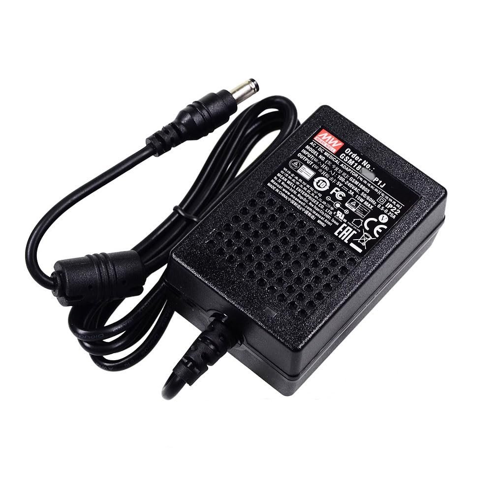 Mean Well GSM Series 18W 18V 1A Power Supply Adapter, GSM18B18-P1J 2 Pin Ac Input Interface Medical Adapter Switching Power Supply