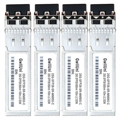 4Pcs 25G SFP28 Multi-Mode SFP+ Fiber Module Network Transceiver, SR MM850nm 100m, Duplex LC for Data Center Switch, Router, Firewall, Server etc.,