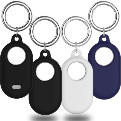 Tyanuzz Smart Tag 2 Case Compatible with Samsung Smarttag2, 4 Pack Silicone Protective Cover for Samsung Galaxy Smart Tag 2 with Keychain, Anti-Lost GPS Tracker Holder for Keys, Pets, Luggage
