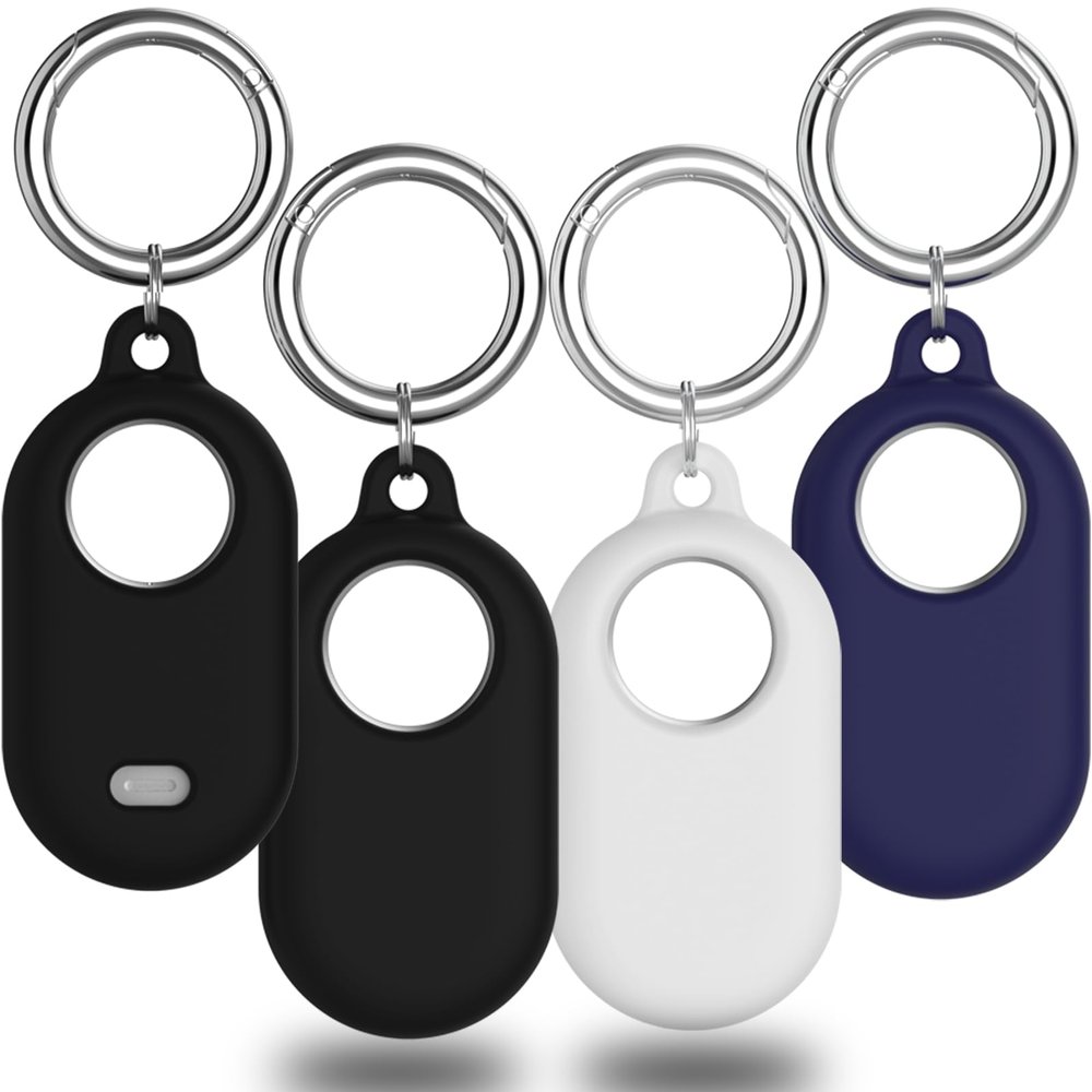 Tyanuzz Smart Tag 2 Case Compatible with Samsung Smarttag2, 4 Pack Silicone Protective Cover for Samsung Galaxy Smart Tag 2 with Keychain, Anti-Lost GPS Tracker Holder for Keys, Pets, Luggage