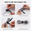 Nettbe Reusable Cable Ties, 60 PCS 8 Inches Adjustable Cord Straps Wire Organizer Cord Wrap and Hook Loop Cable Management view 3