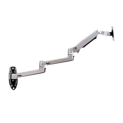 GLigeT Monitor Arm Gas Wall Mount Monitor Bracket Arm Aluminum Ultra Long Mechanical Spring Arm Monitor Support Full Motion Monitor Holder Mount Bracket, Silver Monitor Desk Mount