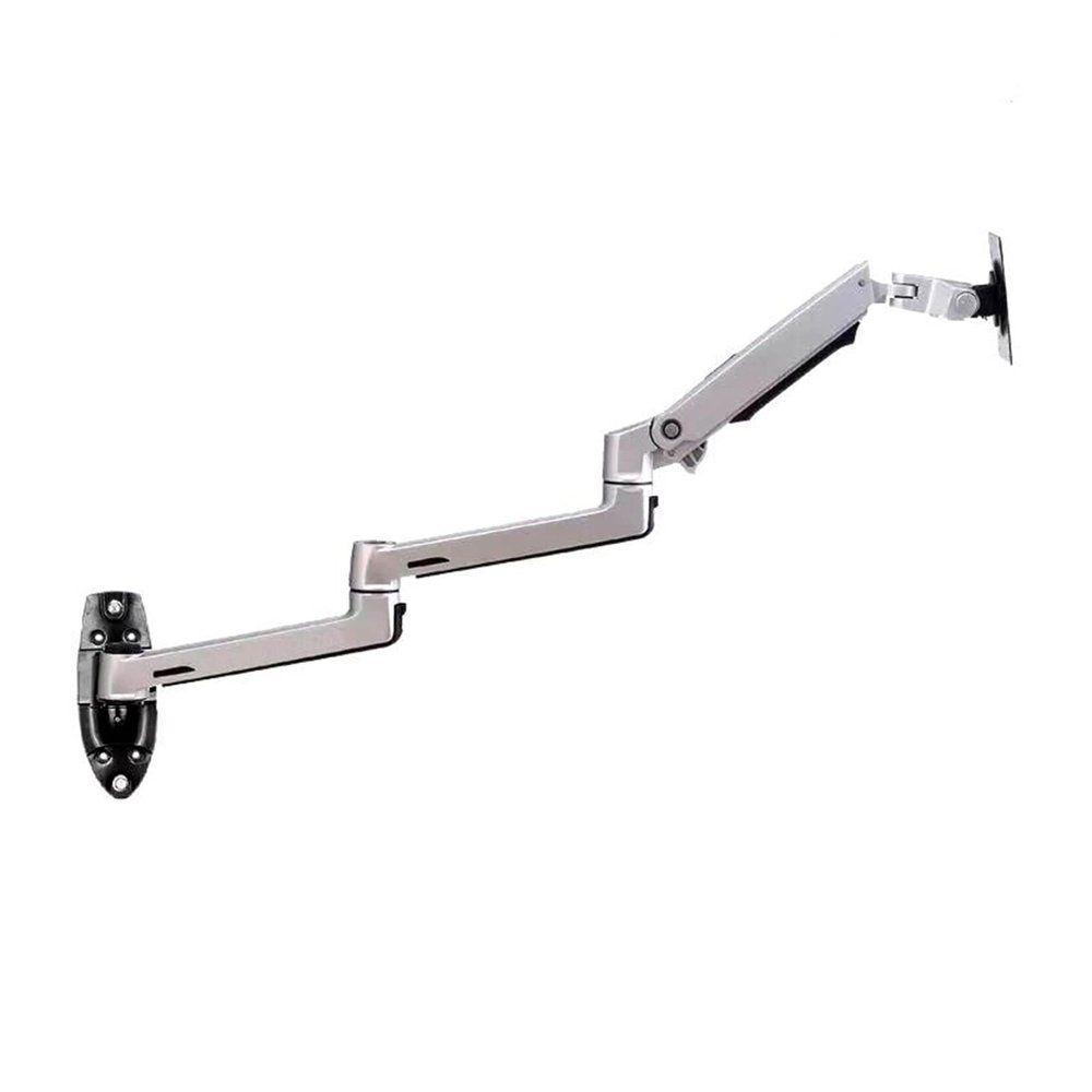 GLigeT Monitor Arm Gas Wall Mount Monitor Bracket Arm Aluminum Ultra Long Mechanical Spring Arm Monitor Support Full Motion Monitor Holder Mount Bracket, Silver Monitor Desk Mount