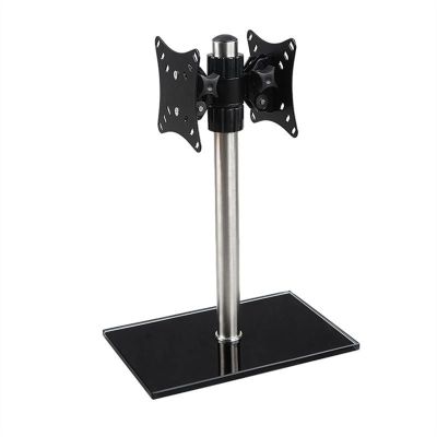 GLigeT Monitor Arm Gas Dual LCD Monitor Mount Holder Free-Standing Desk Stand Riser for 14~27 Inch Screen with Tilt, Height Adjustable, Rotation, Hold Up to 22Lbs/arm Monitor Desk Mount